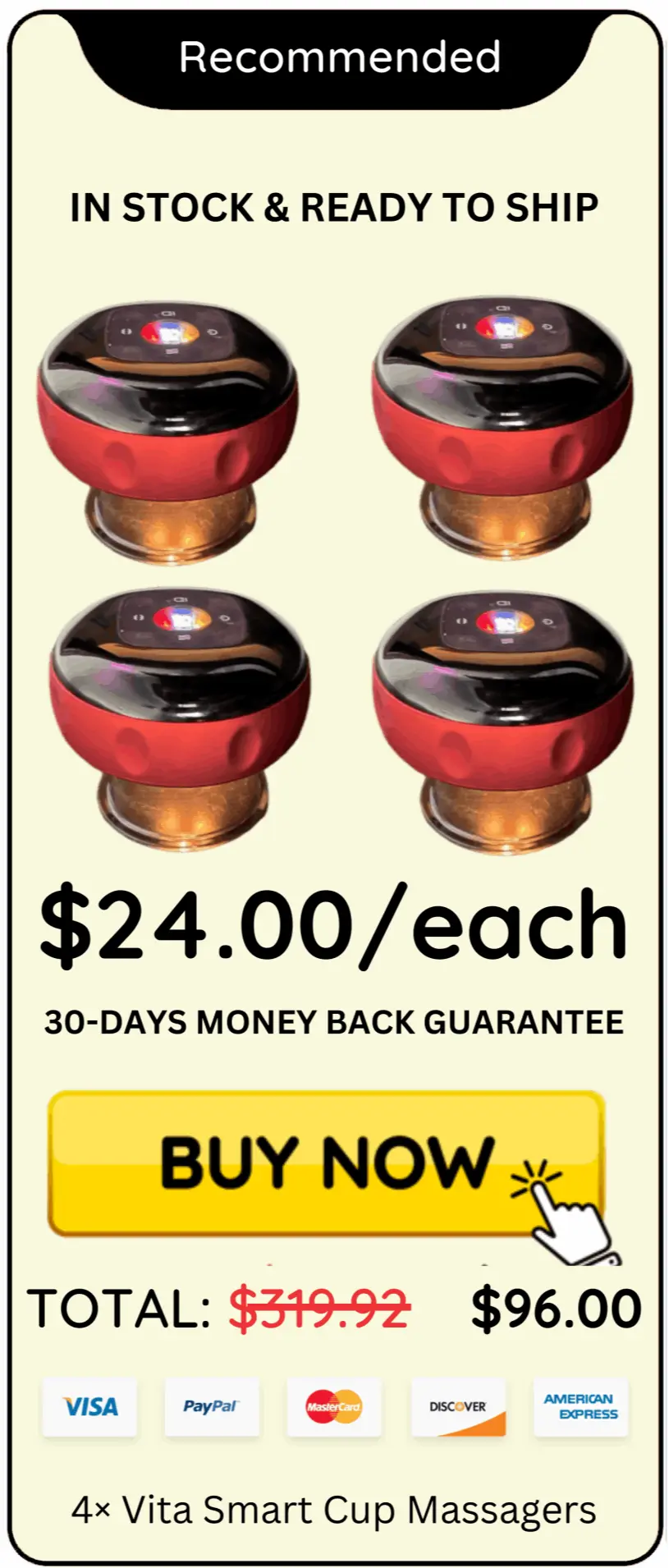 Vita Smart Cup Massager offer package price 